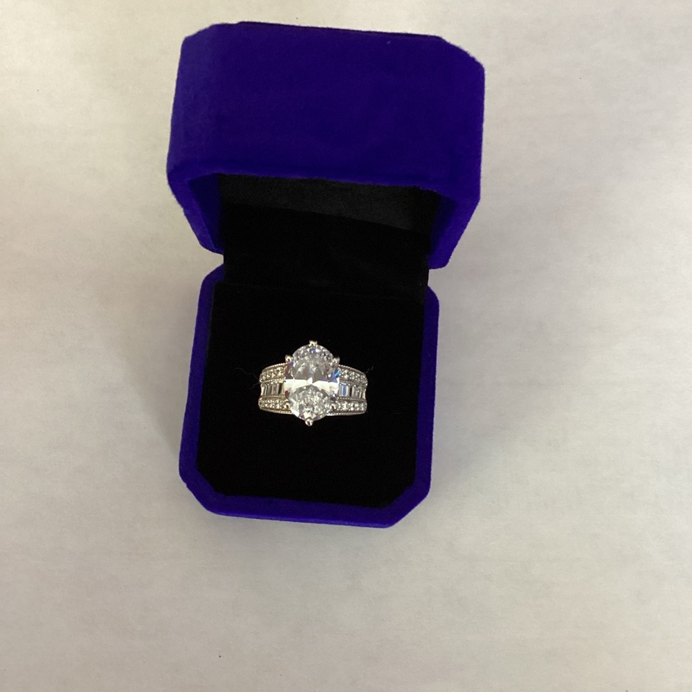 SOLD OUT!!!Elegant Simulated Diamond Silver Ring ( Size:7) - Picture 3 of 5